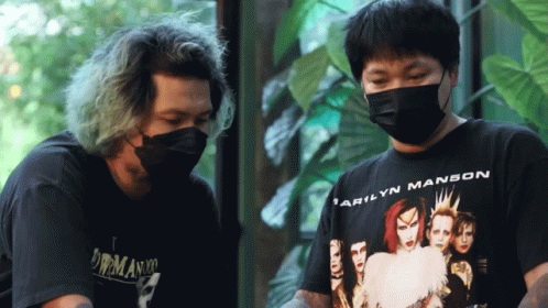Marilyn Manson Shirt Man Next to Another Man