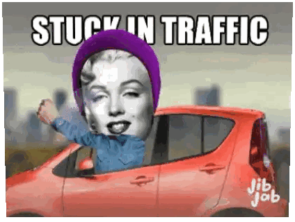 Marilyn Monroe in Car Stuck in Traffic