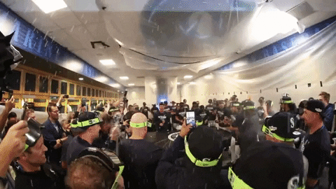 Mariners Popping Champagne GIF