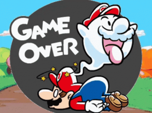 Mario and Ghost Saying Game Over