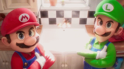 Mario And Luigi Are Standing Next To Each Other GIF