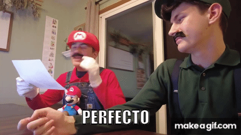 Mario and Luigi Sitting at Table