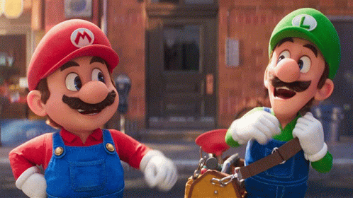 Mario and Luigi Standing Side by Side