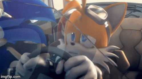 Mario And Sonic Tails Driving GIF
