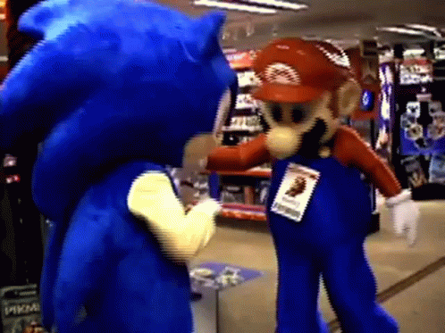 Mario And Sonic Mascot Vibing Dancing GIF