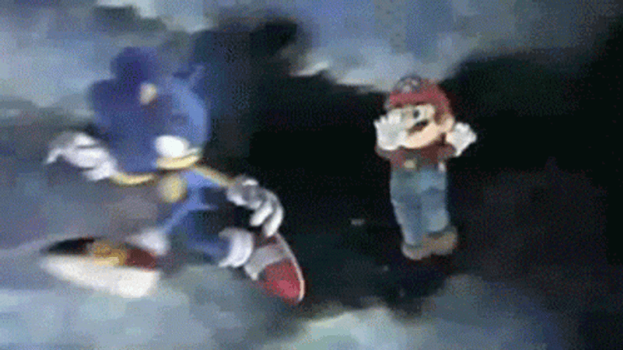 Mario And Sonic Fireball Fight Slow Motion GIF