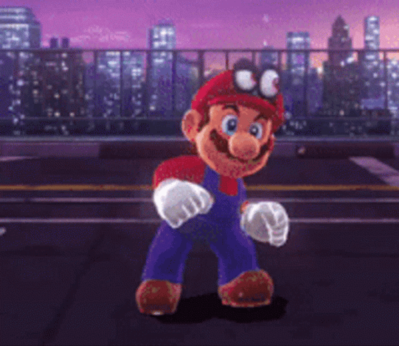 Mario Dancing In Snowy Night GIF