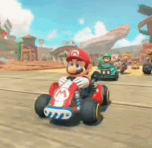 Mario Driving Kart With Other Racers GIF