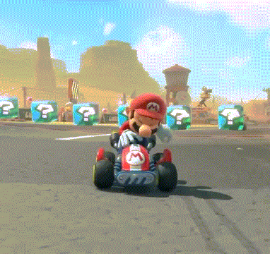Mario Driving Kart With Question Mark GIF