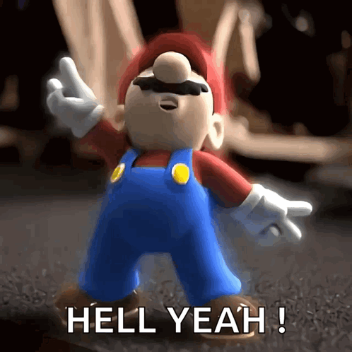 Mario Figurine Saying Hell Yeah