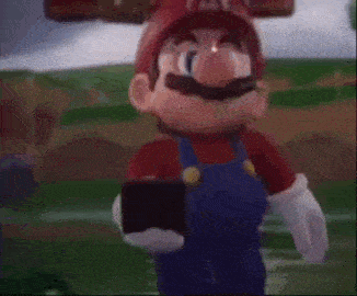 Mario Holding Black Object