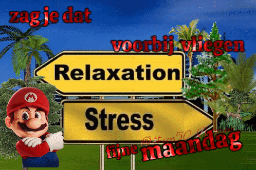 Mario Holding Relaxation Sign