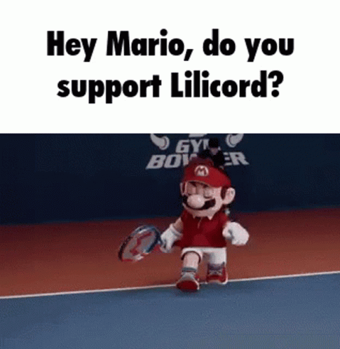 Mario Holding Tennis Racquet Says Hey Mario Do You Support Lillicord