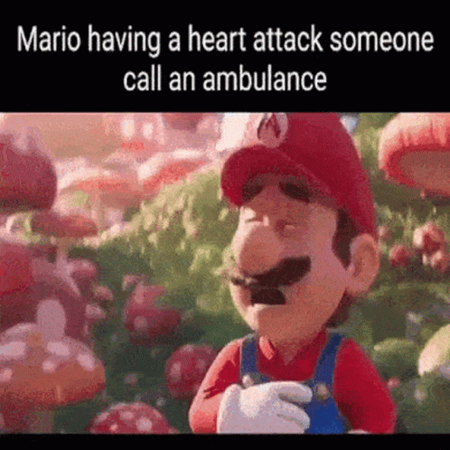 Mario Is Having A Heart Attack And Is Calling An Ambulance . GIF