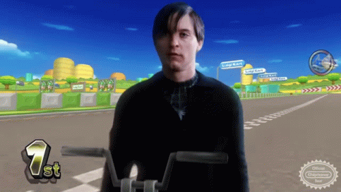 Mario Kart Tobey Spiderman Parody GIF
