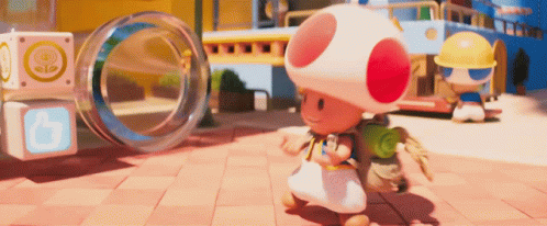 Mario Movie Cute Toad Vacuumed Up GIF