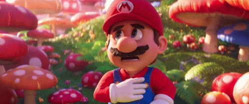 Mario Movie Looking Amused GIF