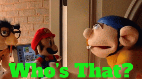 Mario Puppet Beside Puppet Saying Who's That
