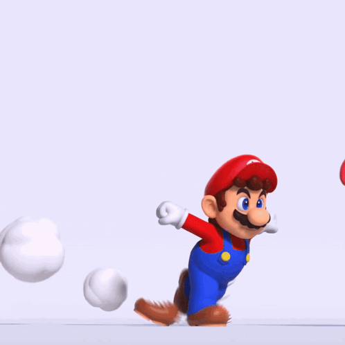 Mario Running Along With Jumping Animal Fruit GIF