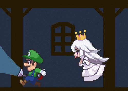 Mario Running Away From Princess King Boo GIF