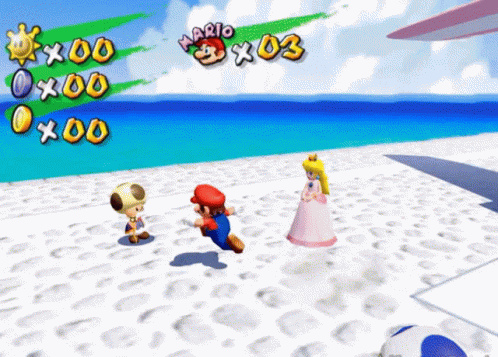 Mario Running To Throw Into The Ocean GIF