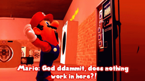 Mario Standing in Laundromat
