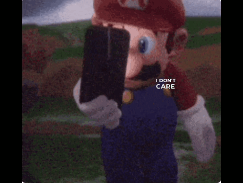 Mario Taking Selfie With I Don't Care GIF