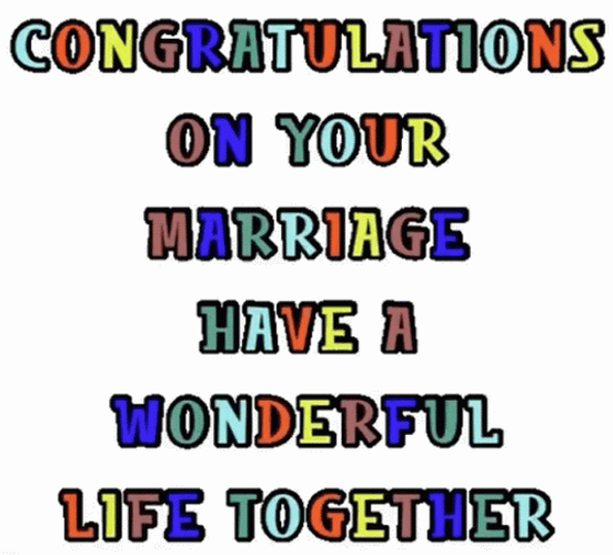 Marriage Congratulations Animated Colorful Text GIF