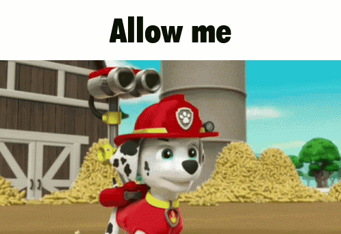 Marshall From Paw Patrol In Red Helmet Holding Binoculars GIF