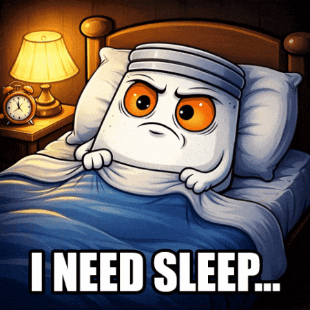Marshmallow Laying in Bed Saying I Need Sleep