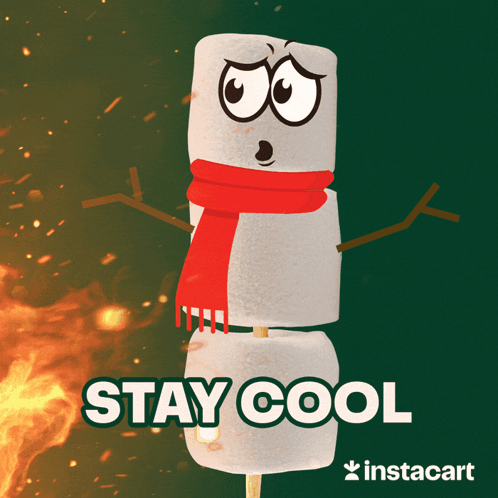 Marshmallow Wearing Scarf Stay Cool