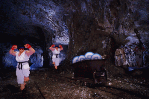 Martial Artists Mining GIF