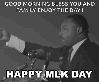 Martin Luther King Jr. Giving Speech at Microphones