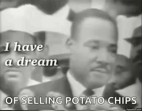 Martin Luther King Jr. Talking To Crowd While Selling Potato Chips GIF