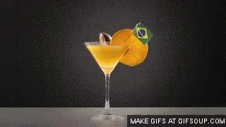 Martini Glass with Orange Slice and Brazilian Flag