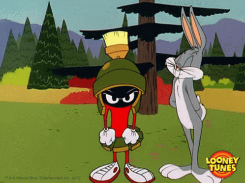 Marvin The Martian And Bugs Bunny From The Looney Tunes Show GIF