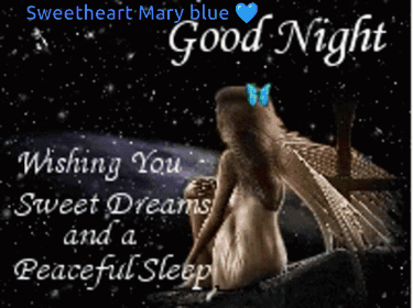 Mary Blue Good Night Card GIF