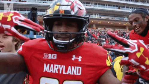 Maryland Football Player Red Jersey