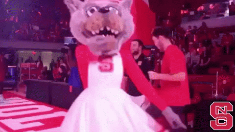 Mascot Dancing In Stadium With Letter S GIF