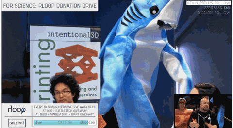 Mascot Dancing Shark On The Crowd GIF