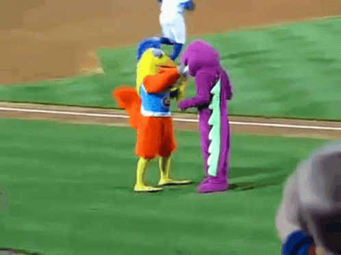 Mascot Fight Barney Meme GIF