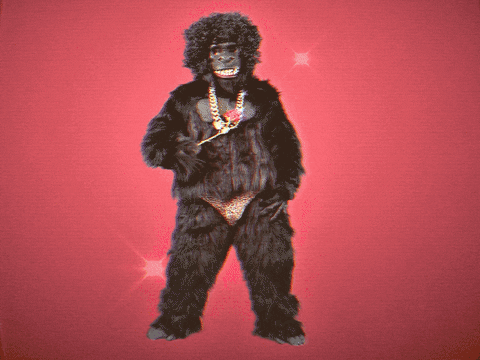 Mascot Gorilla Holding Rose GIF