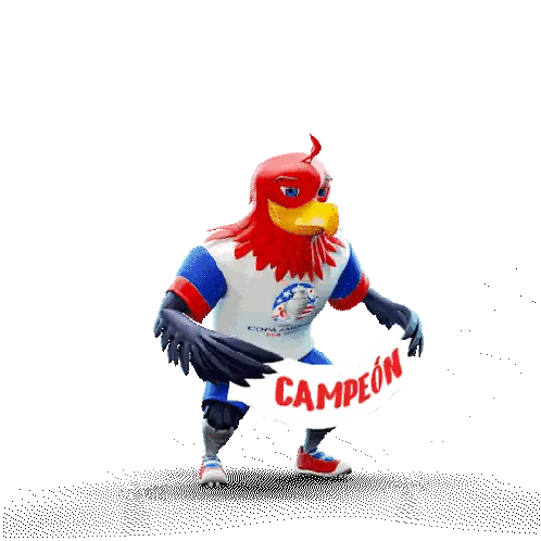 Mascot Holding Campeon Sign