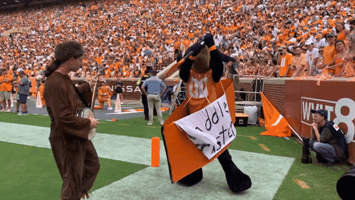 Mascot Holding Stop Sign