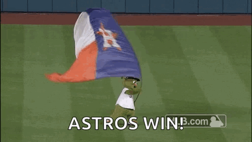 Mascot Holding Texas Flag Astros Win