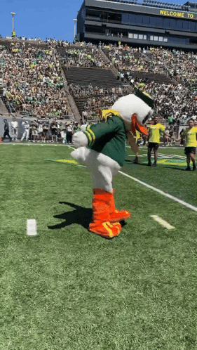 Mascot Holding Welcome Sign GIF