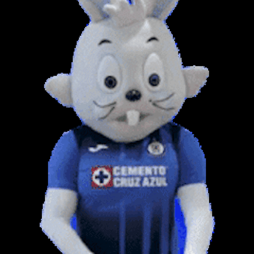 Mascot in Blue Cemento Cruz Azul Shirt