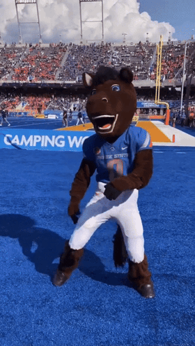 Mascot in Blue Jersey With Number 1