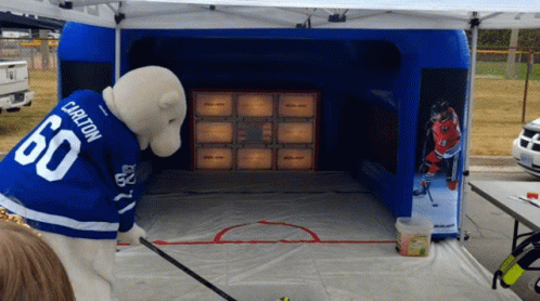 Mascot in Carlton 60 Jersey in Front of Ice Rink