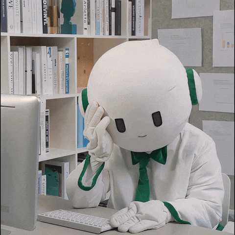 Mascot in Costume Using Keyboard